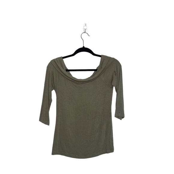 Anthropologie Saturday Sunday Olive Green Rib Off the Shoulder Top Small Women’s - Picture 1 of 11